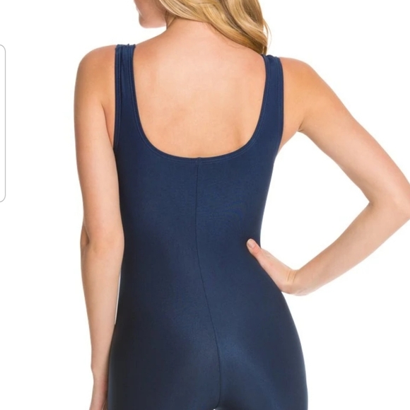 Chlorine Resistant Scoop Back Unitard One Piece Swimsuit, color : navy - Picture 3 of 13